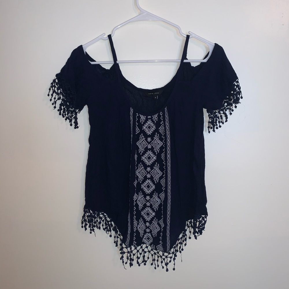 NEW LOOK - Navy Off The Shoulder Top Size UK 8